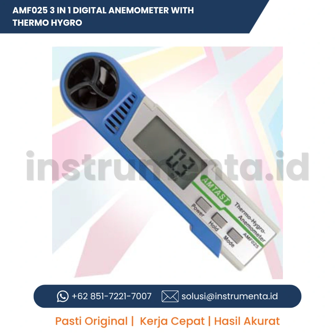 Official Supplier AMTAST AMF025 3 in 1 Digital Anemometer dengan Thermo Hygro Alat Ukur Kecepatan Angin